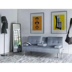 ROXEN - Slaapbank 3-zits - Grijs - Polyester -Meubelpromotie e3b5170c75a148289b7eddbe23734fe0