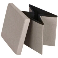 Merkloos Urban Living Poef/hocker/opbergbox - Beige - Mdf - 38 X 38 Cm -Meubelpromotie e6be3ef431794dd0986940078f45fabf