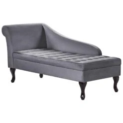 PESSAC - Chaise Longue - Donkergrijs - Linkerzijde - Fluweel -Meubelpromotie e6c617fe8c314eef880cd94155a321e8