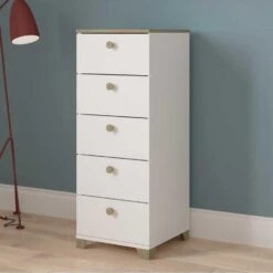 Ladekast Liva 5 Lades - Kronberg Eik/mat Wit -Meubelpromotie e81ce7c2bb5446eeb3bf9a52a142586e