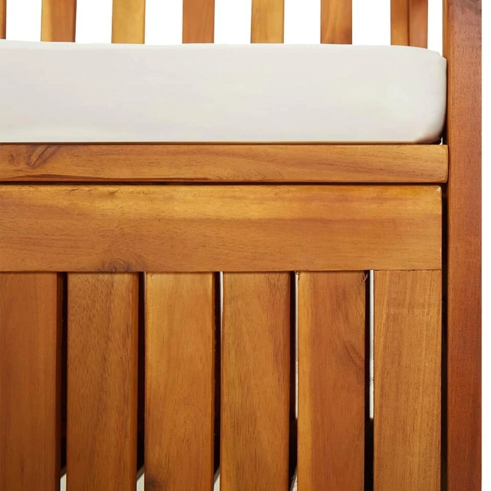 VidaXL - Opbergbankje Met Kussen - Massief Acaciahout - 148x62x84 Cm 9 VidaXL - Opbergbankje Met Kussen - Massief Acaciahout - 148x62x84 Cm - Afbeelding 7