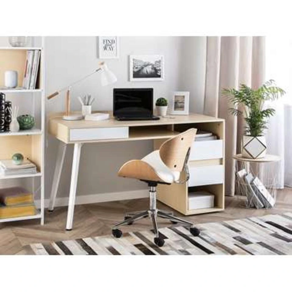 Beliani Bureau CARACAS - Wit Mdf 4 Beliani Bureau CARACAS - Wit Mdf - Afbeelding 2
