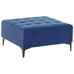 ABERDEEN - Slaapbank Met Ottomaan - Blauw - Rechtszijdig - Fluweel -Meubelpromotie eb0e47eb86bf47f3bc9696568bbb0636