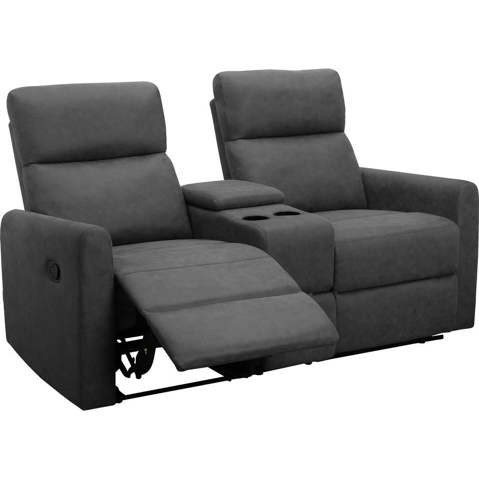 Dacoulas - Dubbele Fauteuil In Antraciet Stof 7 Dacoulas - Dubbele Fauteuil In Antraciet Stof - Afbeelding 5