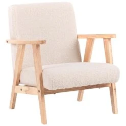 LINDE - Kinderfauteuil - Lichtbeige - Bouclé -Meubelpromotie f048a9f20d1c41feaa111557498b87c6