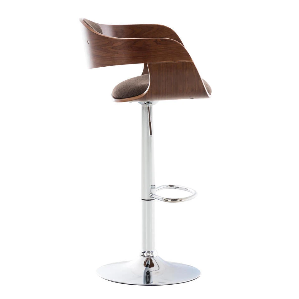 CLP Barkruk Kingston Walnoot Frame - Stof - Walnoot/bruin 5 CLP Barkruk Kingston Walnoot Frame - Stof - Walnoot/bruin - Afbeelding 3