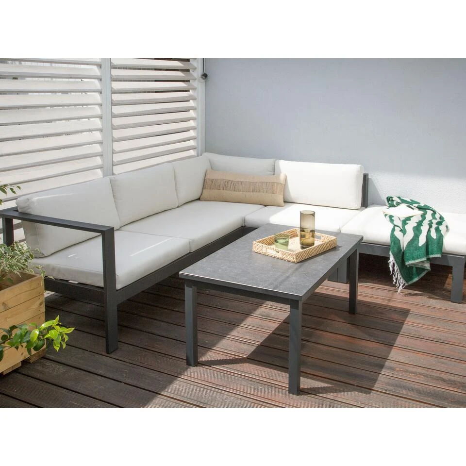 MESSINA - Loungeset Voor 5 - Zwart/Wit - Aluminium 4 MESSINA - Loungeset Voor 5 - Zwart/Wit - Aluminium - Afbeelding 2