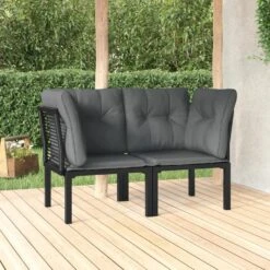 VidaXL - Tuinhoekstoelen - Zwart En Grijs - Poly Rattan - 2 Stuks - Met Kussens 13 VidaXL - Tuinhoekstoelen - Zwart En Grijs - Poly Rattan - 2 Stuks - Met Kussens -Meubelpromotie f2549afe39f249bd8c6ab289c5bb8a28