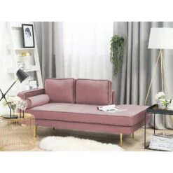 MIRAMAS - Chaise Longue - Roze - Linkerzijde - Fluweel -Meubelpromotie f255ca06ef984be39163fc07083181d7