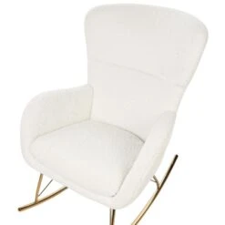 ANASET - Schommelstoel - Wit/Goud - Bouclé -Meubelpromotie f27ffa9226d84bc486e4eb570d8e6f23