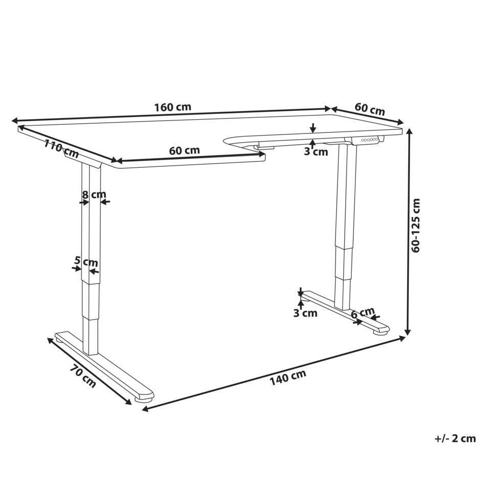 DESTINES - Elektrisch Bureau - Zwart/Donkerhout - Links - Vezelplaat 6 DESTINES - Elektrisch Bureau - Zwart/Donkerhout - Links - Vezelplaat - Afbeelding 4