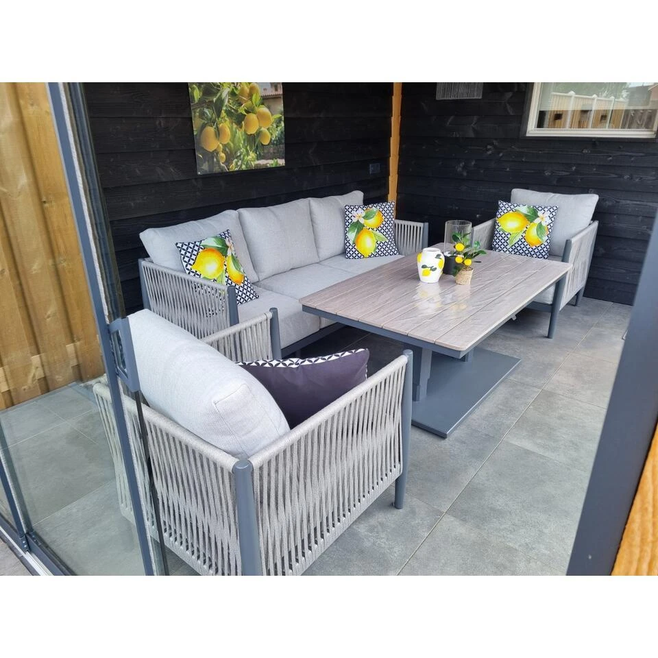 GI Diamo/Cyprus Verstelbare Stoel/bank Lounge-diningset - Carbon Black/Zand 6 GI Diamo/Cyprus Verstelbare Stoel/bank Lounge-diningset - Carbon Black/Zand - Afbeelding 4