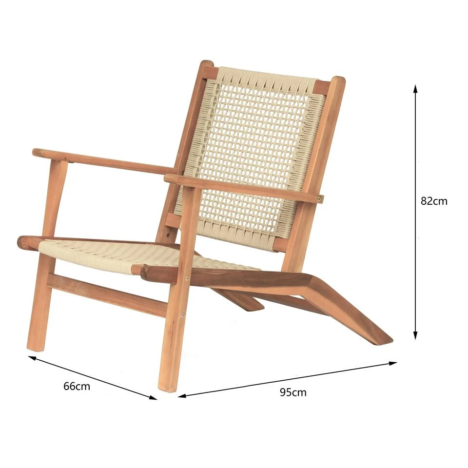 Tuinstoel Van Massief Acaciahout En Touw 7 Tuinstoel Van Massief Acaciahout En Touw - Afbeelding 5
