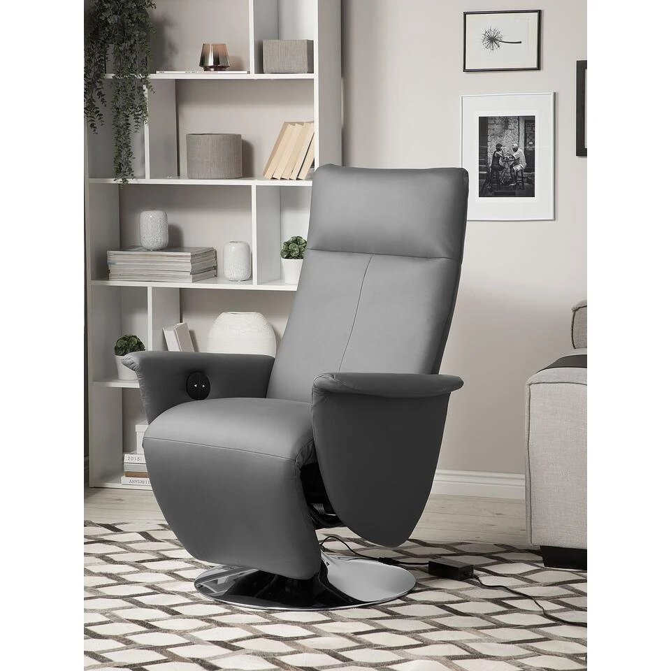 Beliani TV-fauteuil PRIME - Grijs Kunstleer 6 Beliani TV-fauteuil PRIME - Grijs Kunstleer - Afbeelding 4