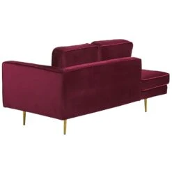 MIRAMAS - Chaise Longue - Rood - Rechterzijde - Fluweel -Meubelpromotie f578c18723e1451a81cf13e590bd09ee