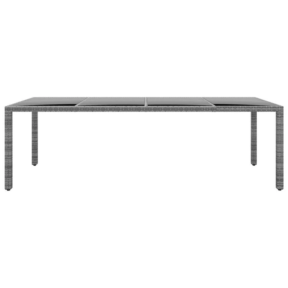 VidaXL - Tuintafel - Grijs - Gehard Glas En Poly Rattan - 250x100x75 Cm 4 VidaXL - Tuintafel - Grijs - Gehard Glas En Poly Rattan - 250x100x75 Cm - Afbeelding 2