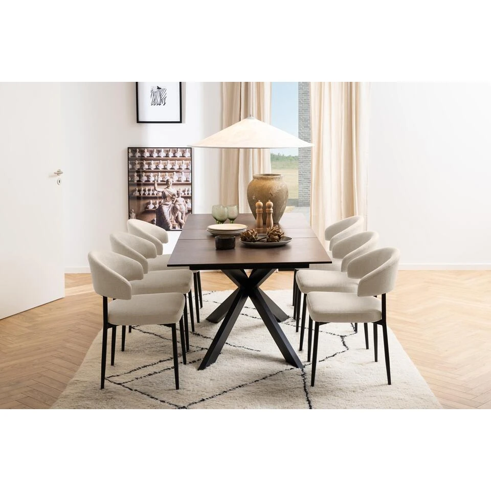 Eetkamerstoel Beige Stof/Metaal - Zithoogte 47,5cm - Catania - Set Van 2 10 Eetkamerstoel Beige Stof/Metaal - Zithoogte 47,5cm - Catania - Set Van 2 - Afbeelding 8