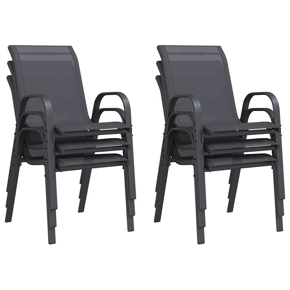 VidaXL - Stapelbare Tuinstoel - Grijs - Stof 5 VidaXL - Stapelbare Tuinstoel - Grijs - Stof - Afbeelding 3