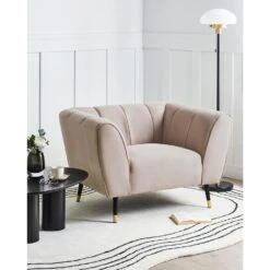 ORSTA - Fauteuil - Taupe - Polyester -Meubelpromotie f6f86cf349694eef9ceee5d113796631