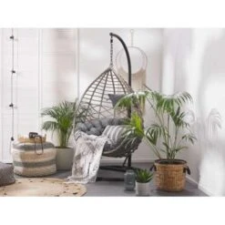 ARSITA - Hangstoel - Grijs - 100 Cm - PE Rotan -Meubelpromotie f71a091ed66342a38d9c461e00178eea