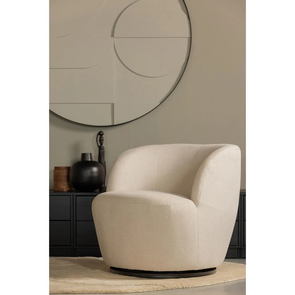 WOOOD Serra Draaifauteuil - Polyester - Off White - 75x70x69 4 WOOOD Serra Draaifauteuil - Polyester - Off White - 75x70x69 - Afbeelding 2