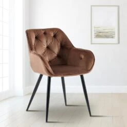 CLP Eetkamerstoel Cassis Zwart Frame - Fluweel - Bruin 11 CLP Eetkamerstoel Cassis Zwart Frame - Fluweel - Bruin -Meubelpromotie f965c65c51f14eca9e2e5beb2c2af631