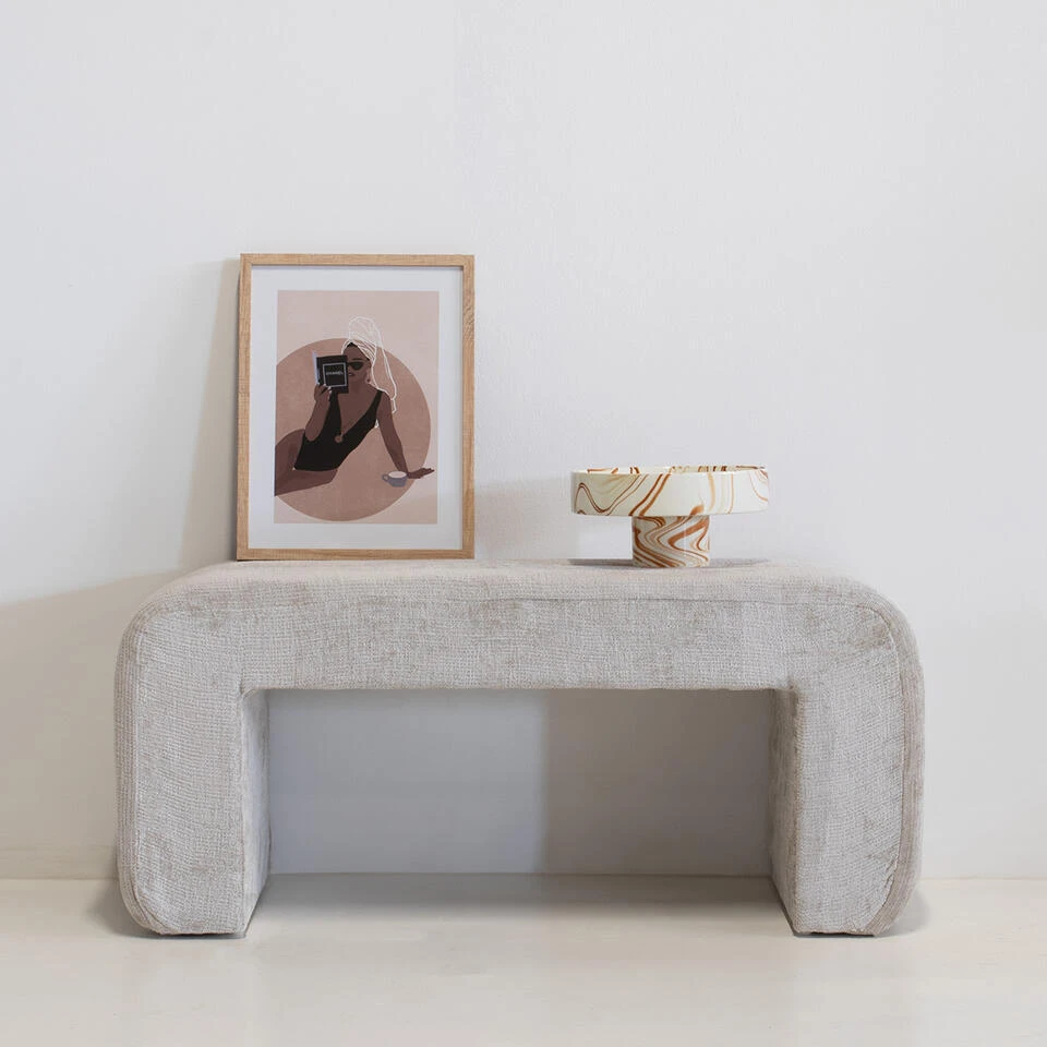 Halbankje Beige Stof - 99x38x46cm - Sera 10 Halbankje Beige Stof - 99x38x46cm - Sera - Afbeelding 8