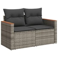 VidaXL Loungeset Met Kussens - Hout Armsteun & Salontafel - Grijs - 5 Stuks -Meubelpromotie fa1d494f66ac45e48bbb39595fa42c1f