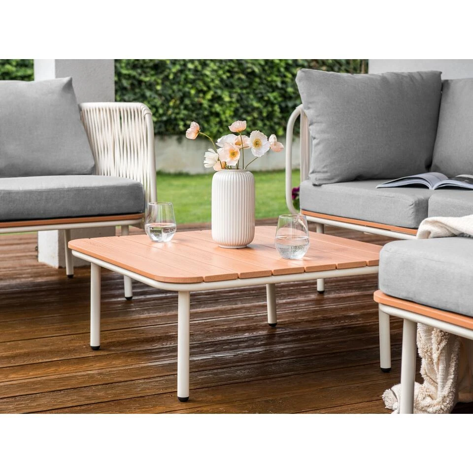 SENISE - Tuinsalontafel - Lichthout - 74 X 74 Cm - Kunsthout 6 SENISE - Tuinsalontafel - Lichthout - 74 X 74 Cm - Kunsthout - Afbeelding 4