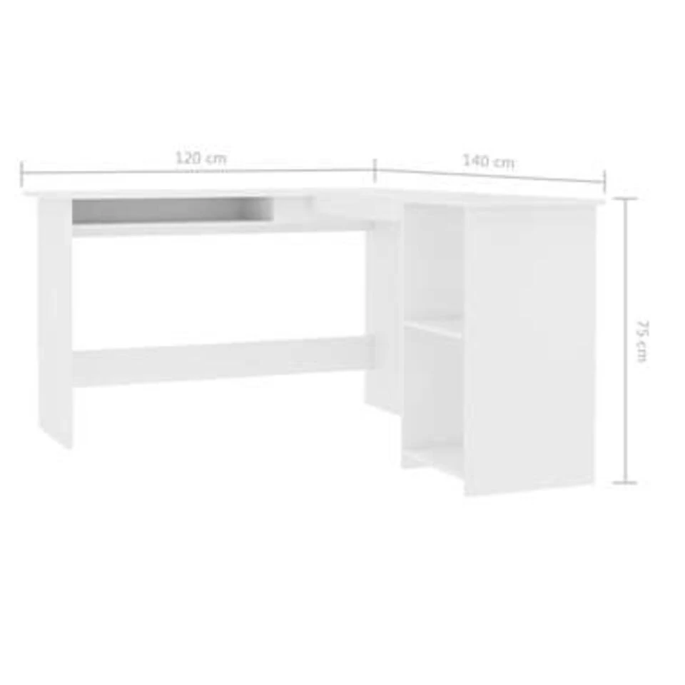 VidaXL - Hoekbureau - Wit - Bewerkt Hout 6 VidaXL - Hoekbureau - Wit - Bewerkt Hout - Afbeelding 4