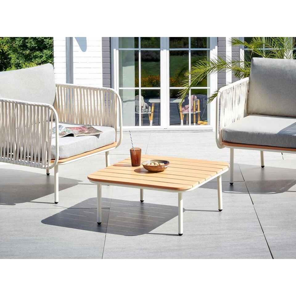 SENISE - Tuinsalontafel - Lichthout - 74 X 74 Cm - Kunsthout 4 SENISE - Tuinsalontafel - Lichthout - 74 X 74 Cm - Kunsthout - Afbeelding 2