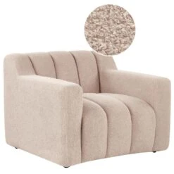 AGERUP - Fauteuil - Beige - Bouclé -Meubelpromotie fd62da4e900342549635842c414c9e6f