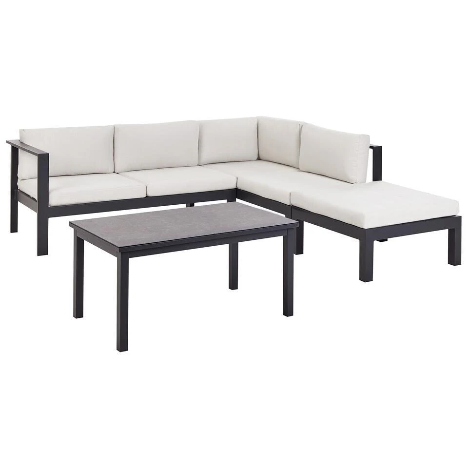 MESSINA - Loungeset Voor 5 - Zwart/Wit - Aluminium 7 MESSINA - Loungeset Voor 5 - Zwart/Wit - Aluminium - Afbeelding 5