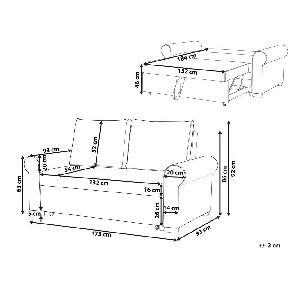 SILDA - Slaapbank - Crème - Polyester 6 SILDA - Slaapbank - Crème - Polyester - Afbeelding 4